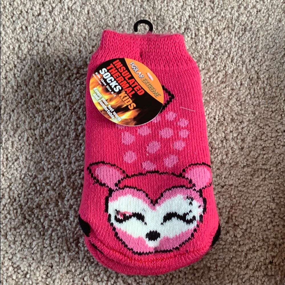 Insulated thermal pink animal socks